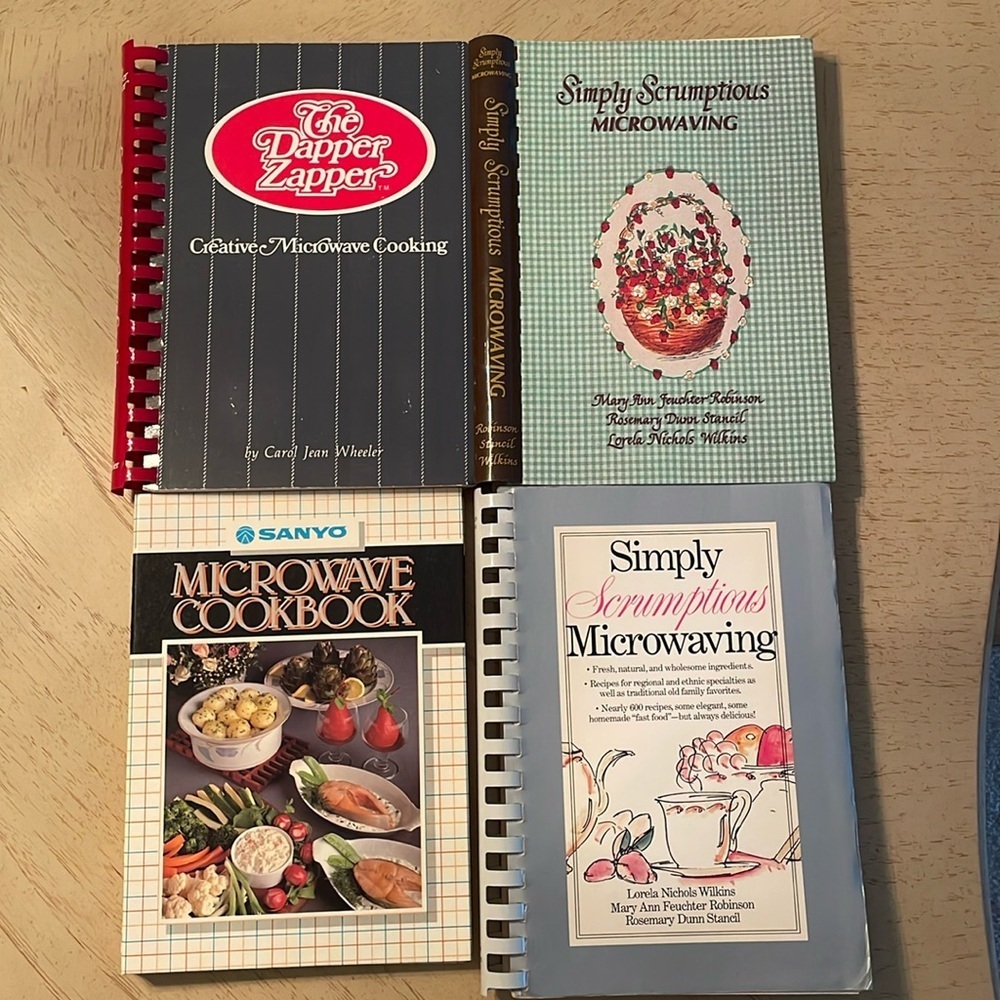 Collection set of 4 Microwave Cookbooks from 1980s